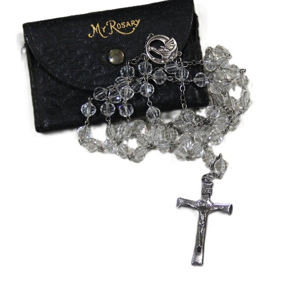 VINTAGE STERLING SILVER ROSARY WITH ORIGINAL POUCH - Picture 1 of 3